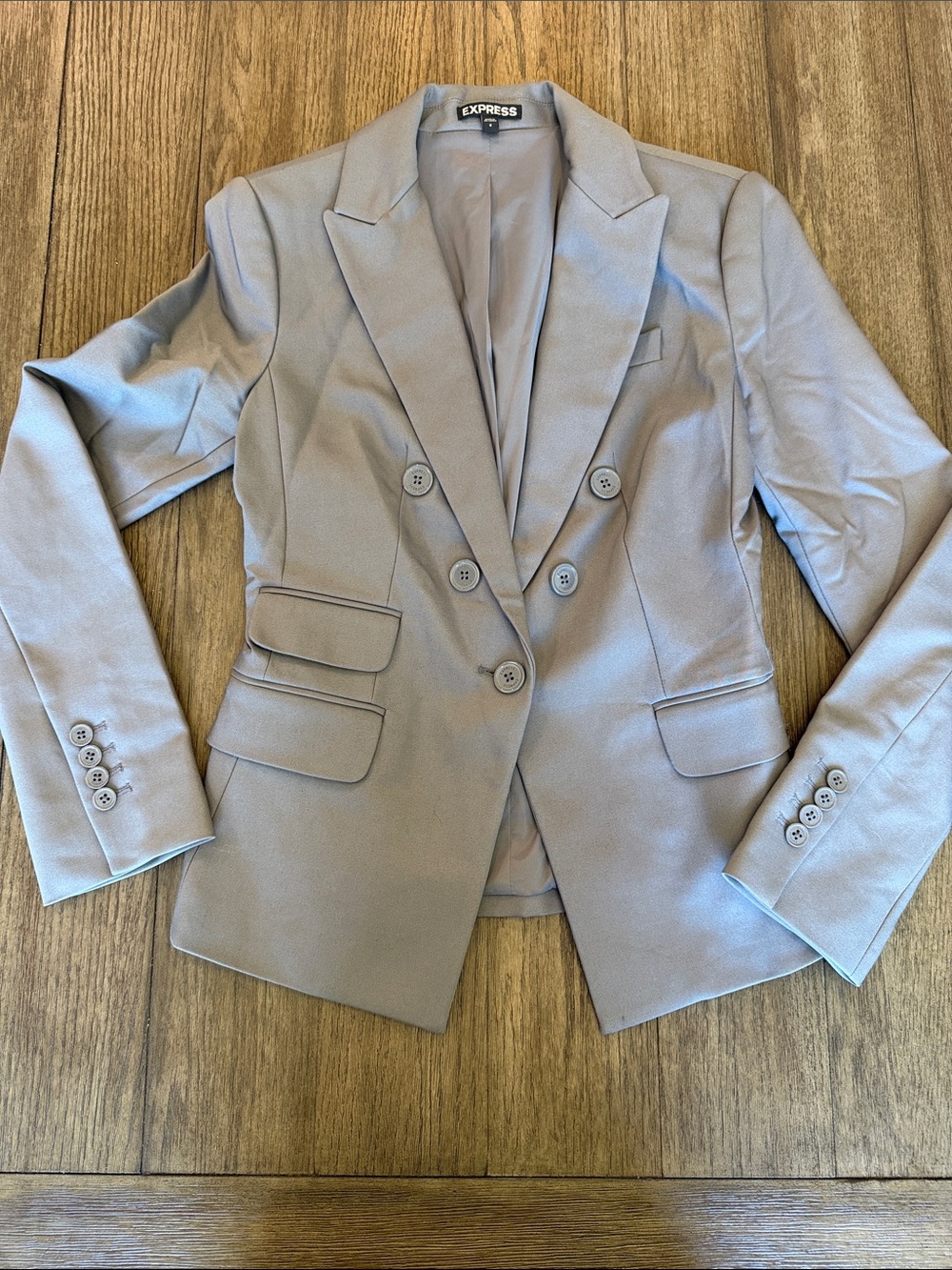 Express Light Gray Double-Breasted Women's Blazer